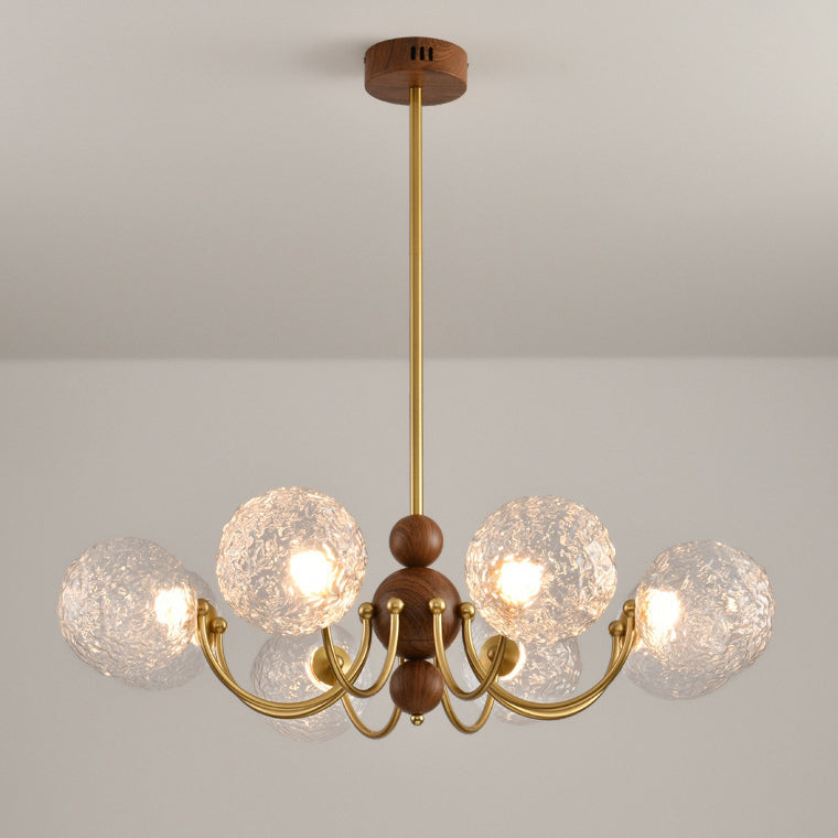 Traditional French Spherical Iron Glass LED Chandelier for Living Room