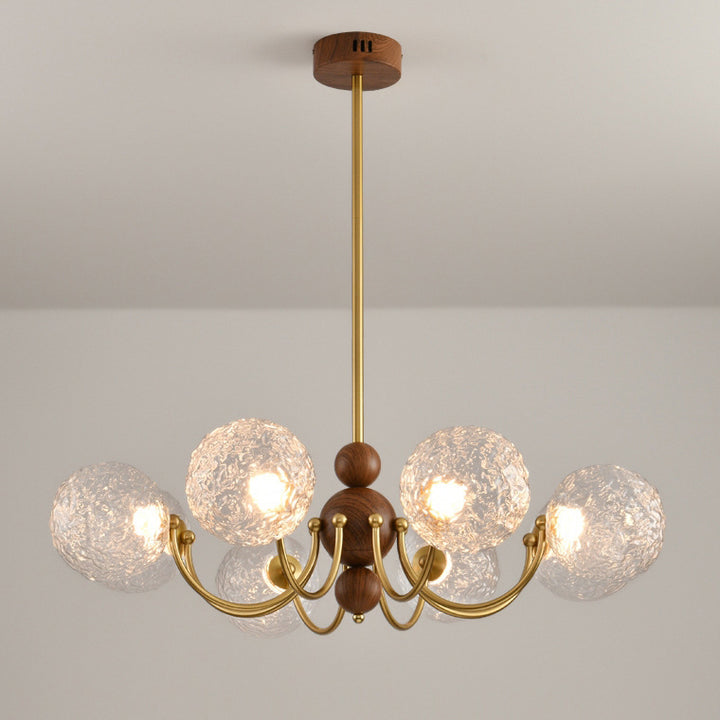 Traditional French Spherical Iron Glass LED Chandelier for Living Room