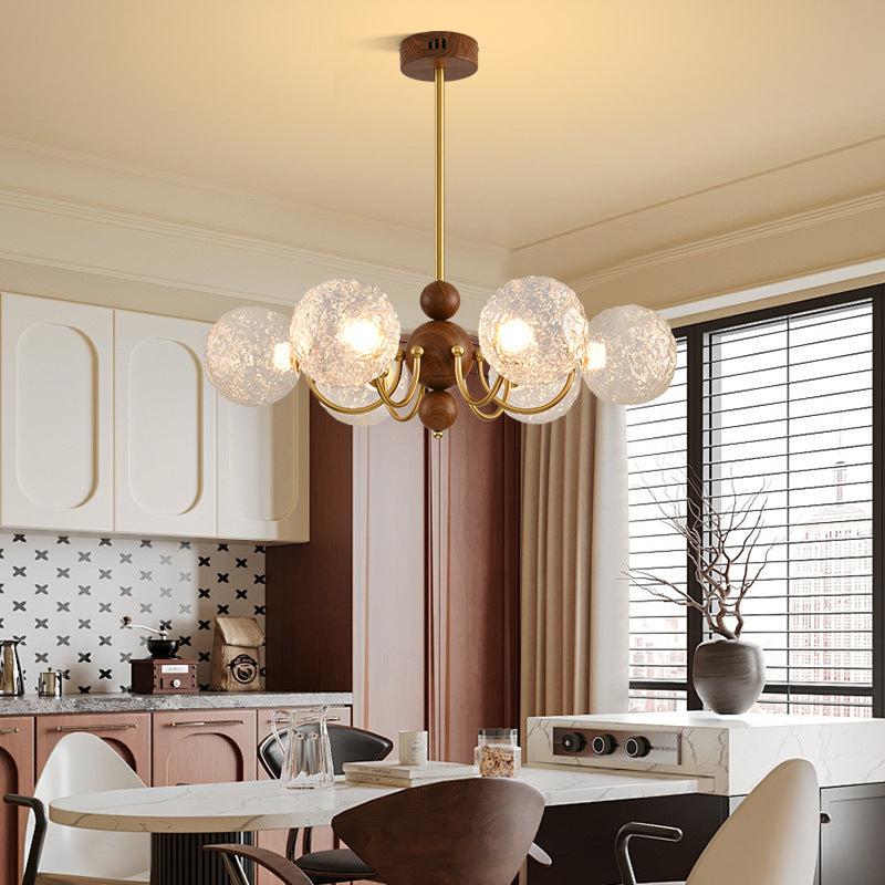 Traditional French Spherical Iron Glass LED Chandelier for Living Room