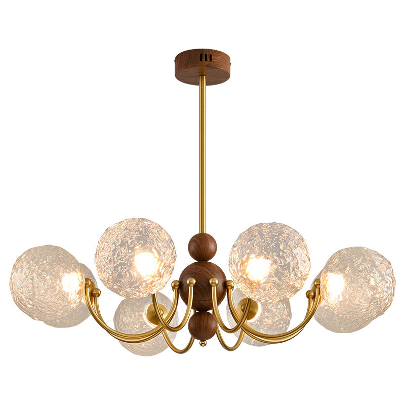 Traditional French Spherical Iron Glass LED Chandelier for Living Room