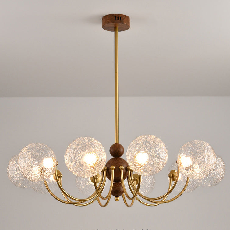Traditional French Spherical Iron Glass LED Chandelier for Living Room