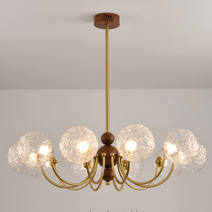 Traditional French Spherical Iron Glass LED Chandelier for Living Room