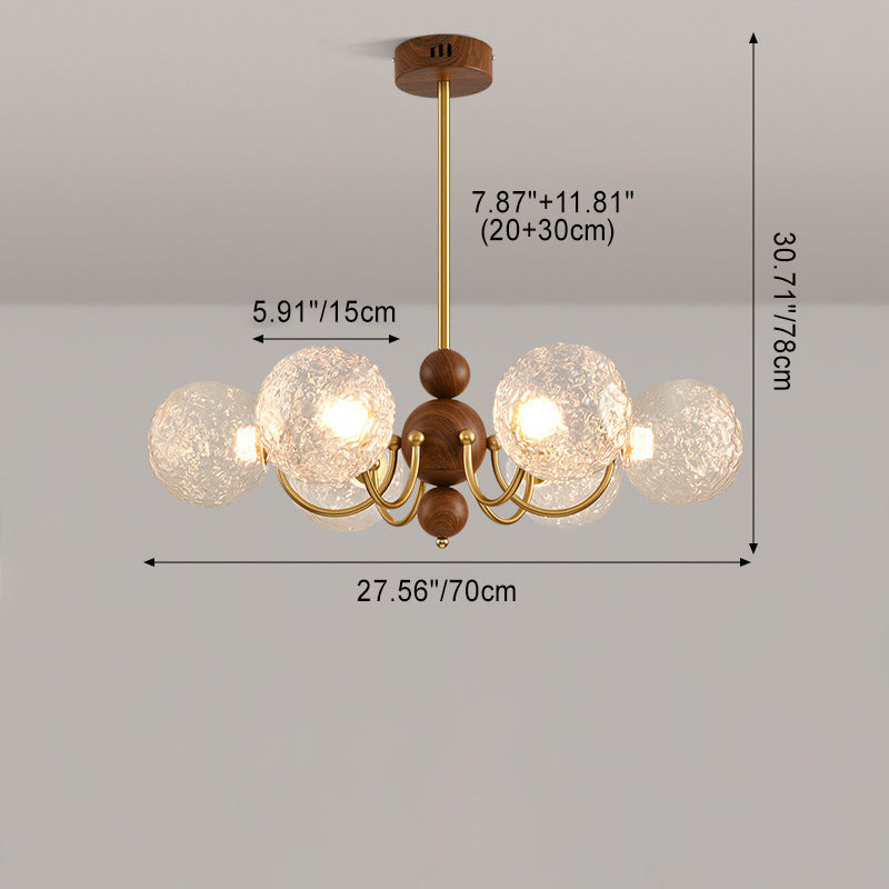 Traditional French Spherical Iron Glass LED Chandelier for Living Room