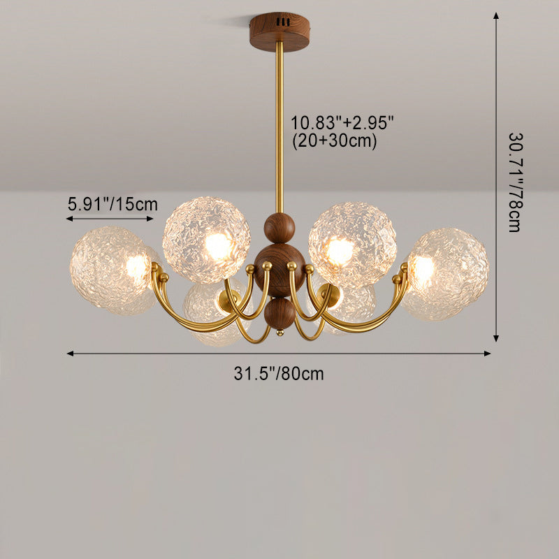 Traditional French Spherical Iron Glass LED Chandelier for Living Room