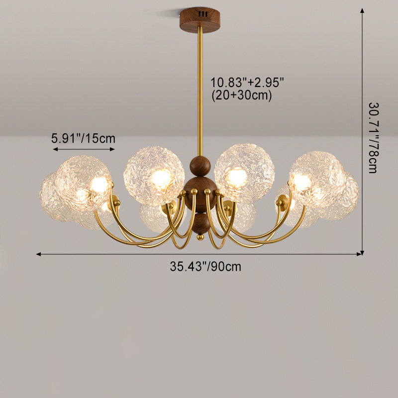 Traditional French Spherical Iron Glass LED Chandelier for Living Room