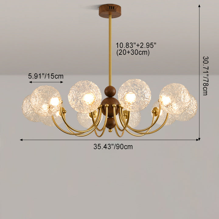 Traditional French Spherical Iron Glass LED Chandelier for Living Room