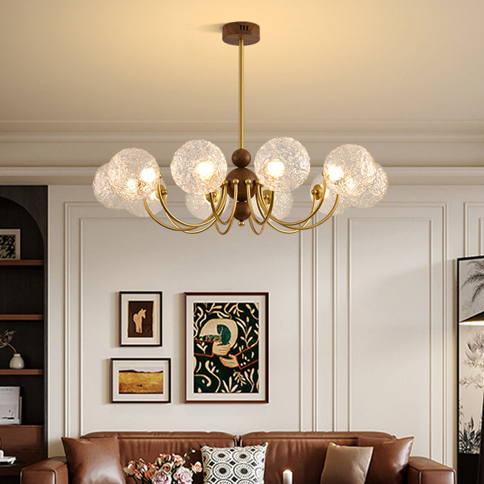 Traditional French Spherical Iron Glass LED Chandelier for Living Room