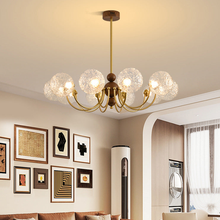 Traditional French Spherical Iron Glass LED Chandelier for Living Room