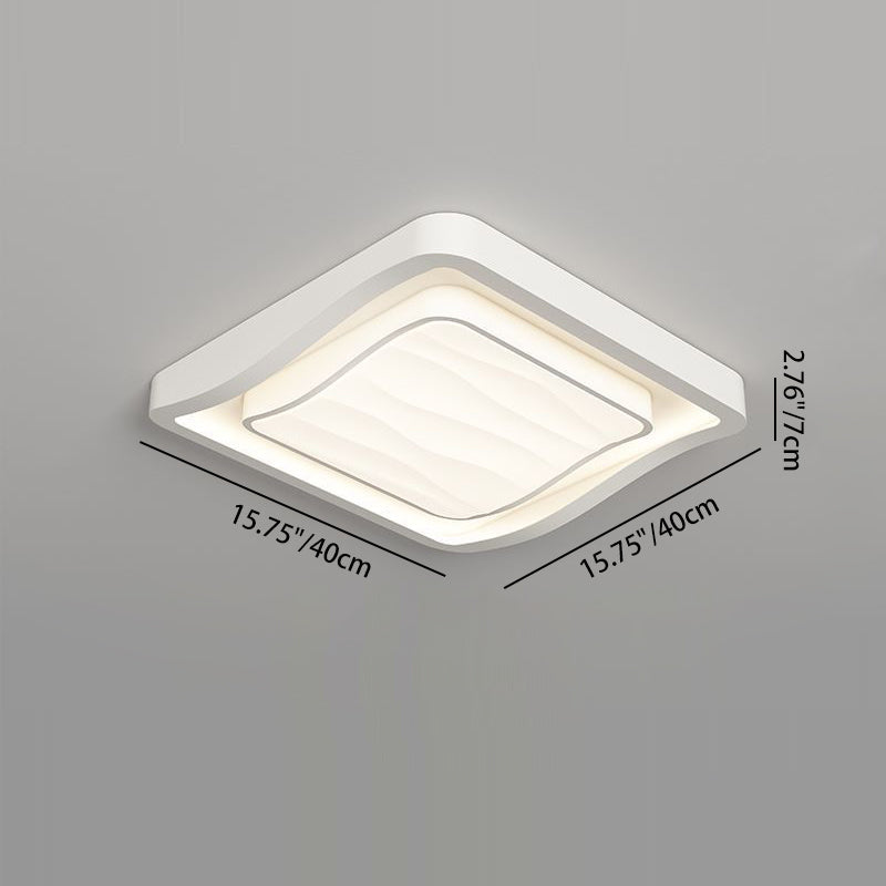 Plafonnier LED carré en fer et acrylique à motif ondulé nordique contemporain pour chambre à coucher 