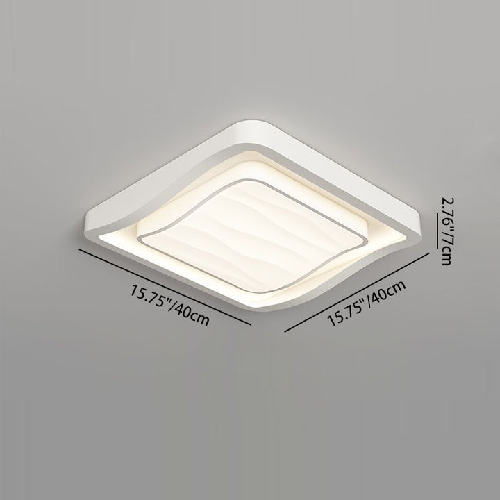 Plafonnier LED carré en fer et acrylique à motif ondulé nordique contemporain pour chambre à coucher 