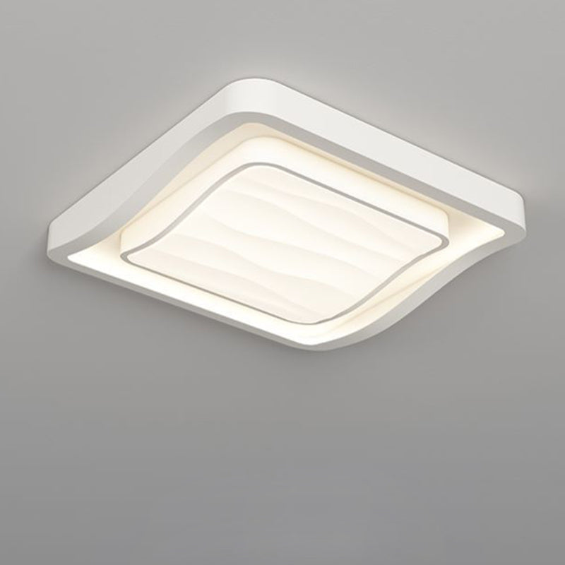 Plafonnier LED carré en fer et acrylique à motif ondulé nordique contemporain pour chambre à coucher 