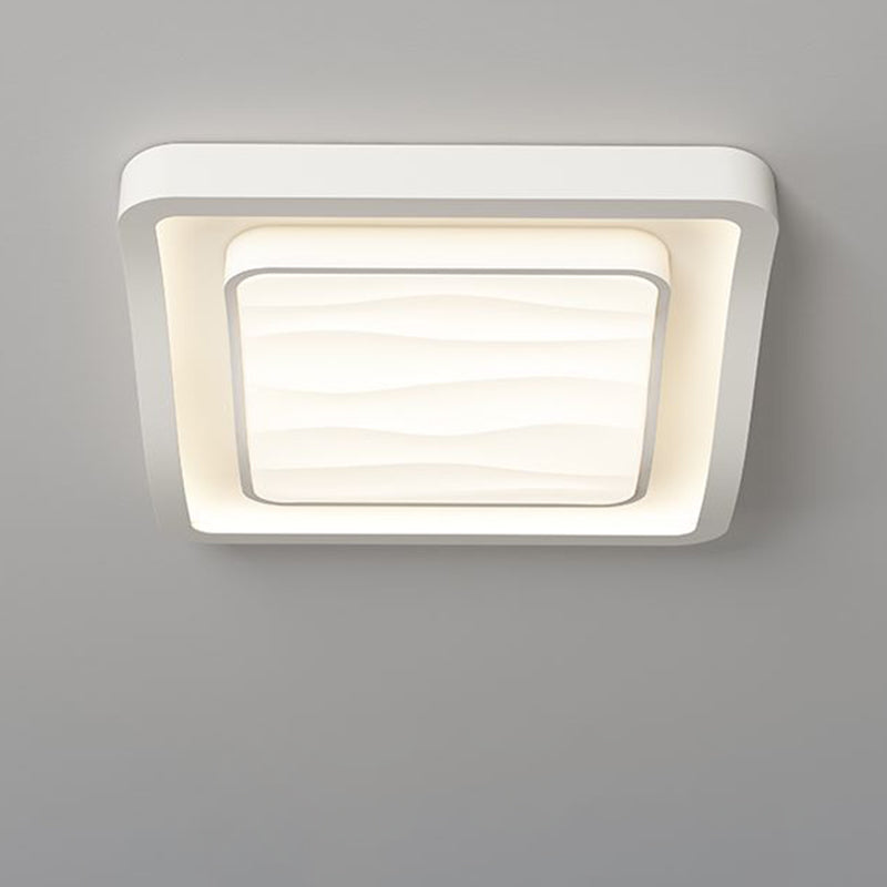Plafonnier LED carré en fer et acrylique à motif ondulé nordique contemporain pour chambre à coucher 