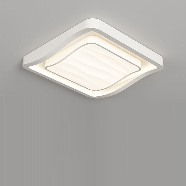 Plafonnier LED carré en fer et acrylique à motif ondulé nordique contemporain pour chambre à coucher 