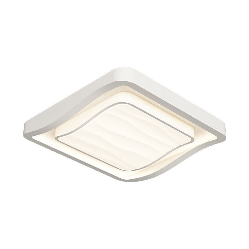 Plafonnier LED carré en fer et acrylique à motif ondulé nordique contemporain pour chambre à coucher 