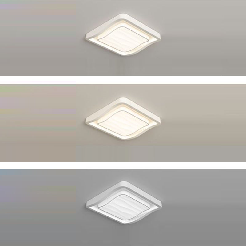 Plafonnier LED carré en fer et acrylique à motif ondulé nordique contemporain pour chambre à coucher 