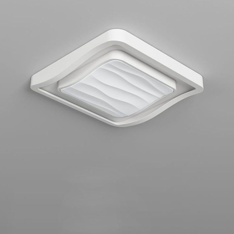 Plafonnier LED carré en fer et acrylique à motif ondulé nordique contemporain pour chambre à coucher 