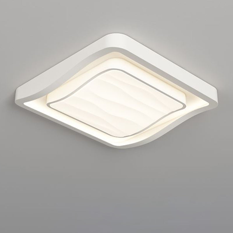 Plafonnier LED carré en fer et acrylique à motif ondulé nordique contemporain pour chambre à coucher 