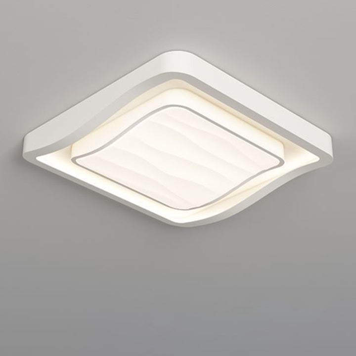 Plafonnier LED carré en fer et acrylique à motif ondulé nordique contemporain pour chambre à coucher 
