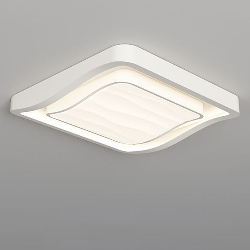 Plafonnier LED carré en fer et acrylique à motif ondulé nordique contemporain pour chambre à coucher 