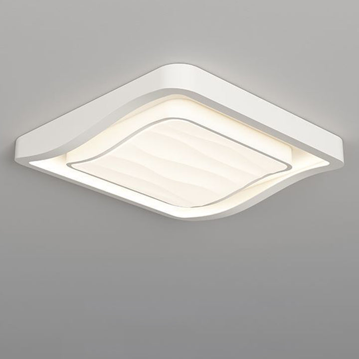Plafonnier LED carré en fer et acrylique à motif ondulé nordique contemporain pour chambre à coucher 