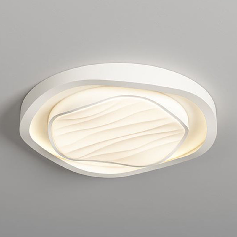 Plafonnier LED rond en fer et acrylique au design texturé nordique moderne pour chambre 