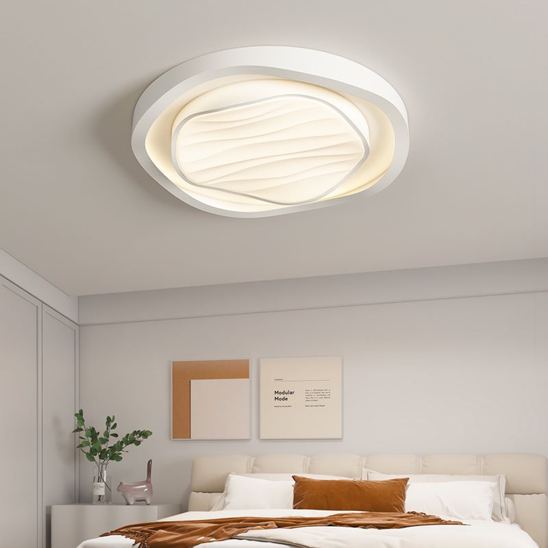 Plafonnier LED rond en fer et acrylique au design texturé nordique moderne pour chambre 