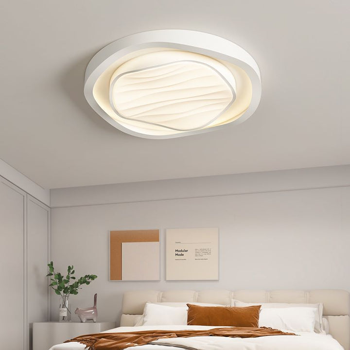 Plafonnier LED rond en fer et acrylique au design texturé nordique moderne pour chambre 