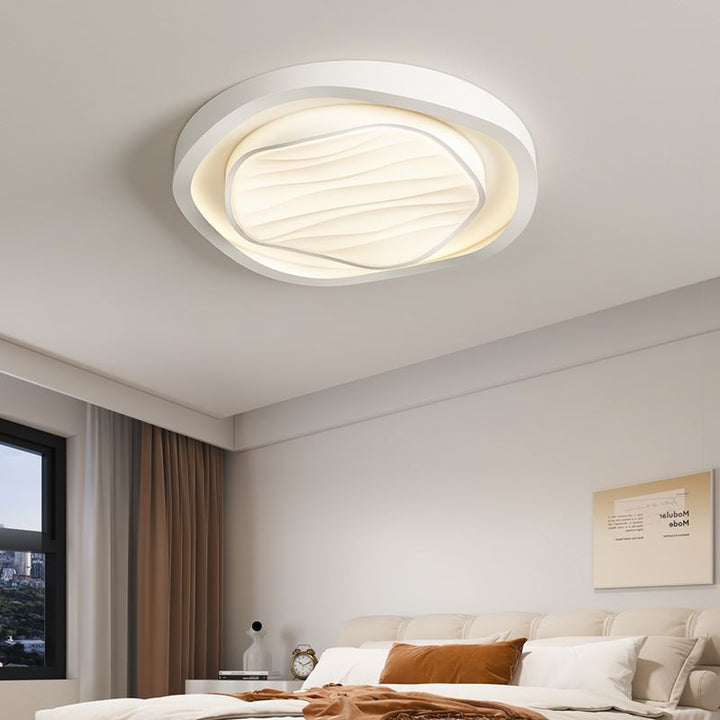 Plafonnier LED rond en fer et acrylique au design texturé nordique moderne pour chambre 