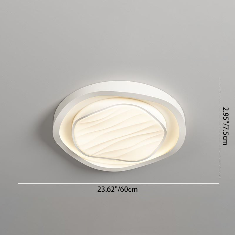Plafonnier LED rond en fer et acrylique au design texturé nordique moderne pour chambre 