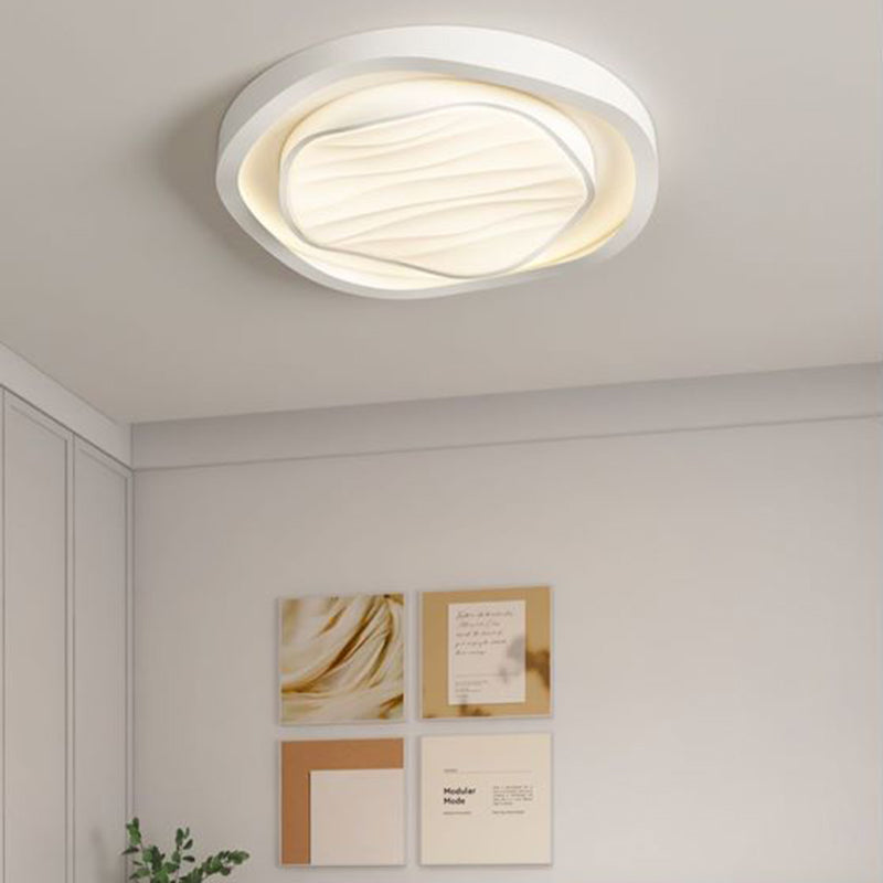 Plafonnier LED rond en fer et acrylique au design texturé nordique moderne pour chambre 