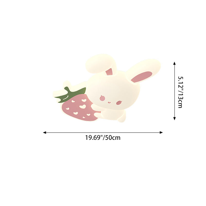 Modern Art Deco Kids Rabbit-Shaped Iron PE LED Flush Mount Ceiling Light for Bedroom