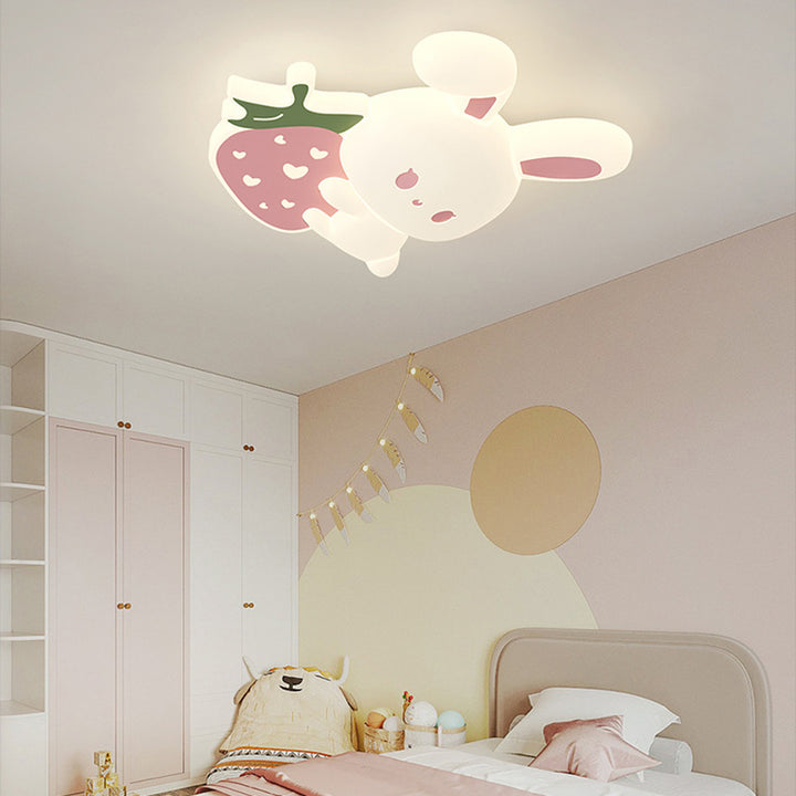 Plafonnier LED en forme de lapin en fer PE Art Déco moderne pour chambre d'enfant 