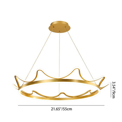 Modern Luxury LED Chandelier with Crown-Inspired Circular Iron & Aluminum Frame for Living Room