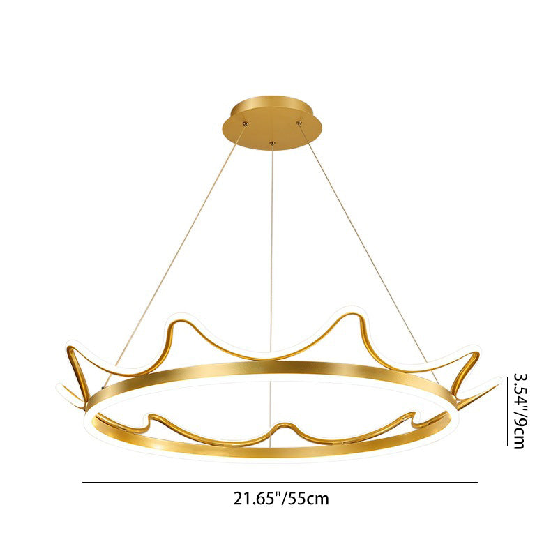 Modern Luxury LED Chandelier with Crown-Inspired Circular Iron & Aluminum Frame for Living Room