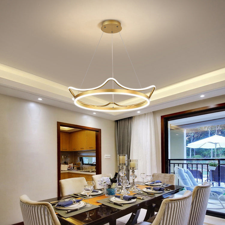 Modern Luxury LED Chandelier with Crown-Inspired Circular Iron & Aluminum Frame for Living Room