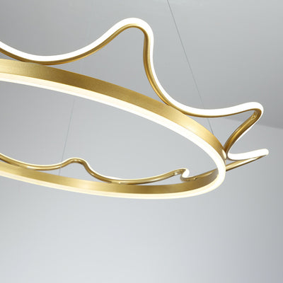 Modern Luxury LED Chandelier with Crown-Inspired Circular Iron & Aluminum Frame for Living Room