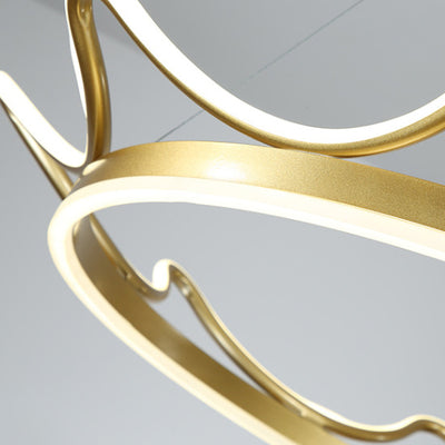 Modern Luxury LED Chandelier with Crown-Inspired Circular Iron & Aluminum Frame for Living Room