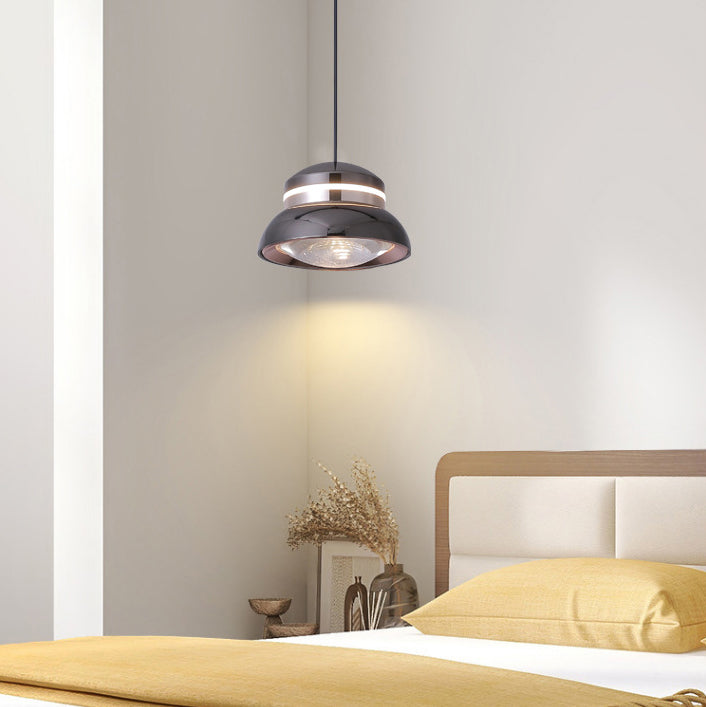 Contemporary Creative Dome Aluminum Acrylic LED Pendant Light For Bedroom