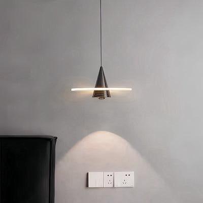 Modern Minimalist Cone Pendant Light – Iron & Aluminum LED Ceiling Fixture for Bedroom