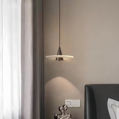 Modern Minimalist Cone Pendant Light – Iron & Aluminum LED Ceiling Fixture for Bedroom