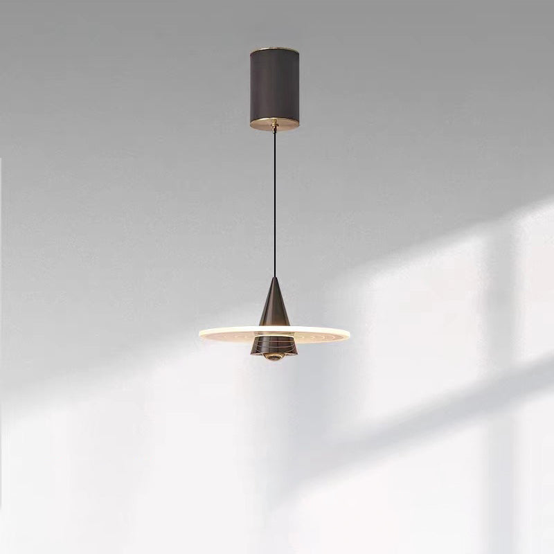 Modern Minimalist Cone Pendant Light – Iron & Aluminum LED Ceiling Fixture for Bedroom