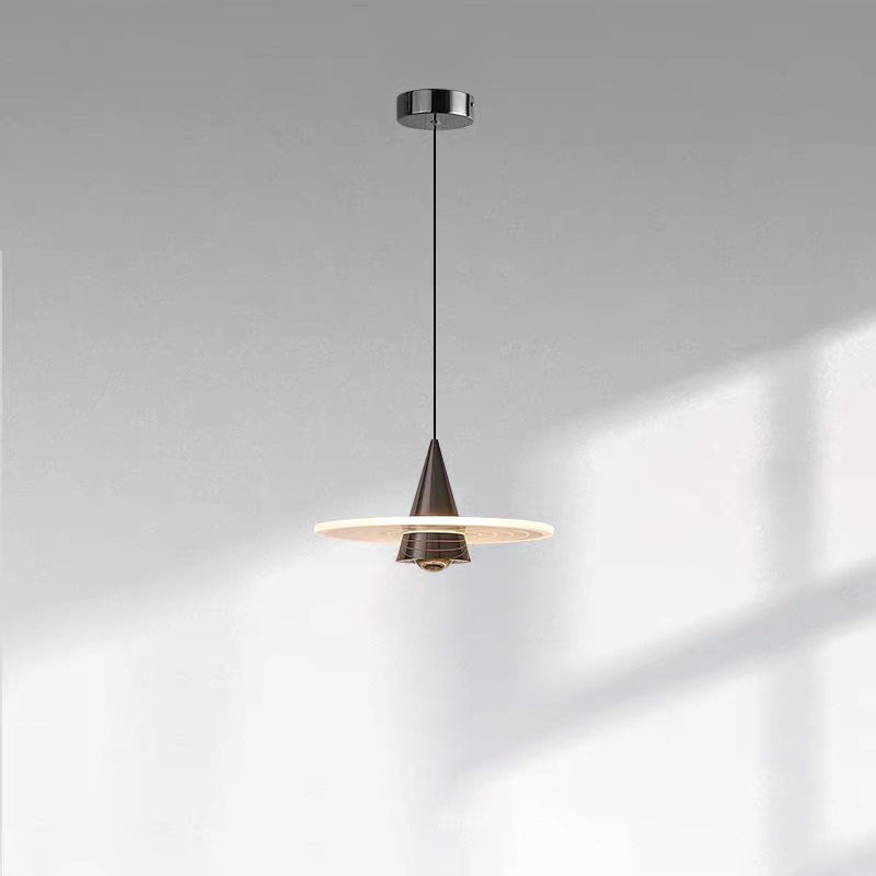 Modern Minimalist Cone Pendant Light – Iron & Aluminum LED Ceiling Fixture for Bedroom