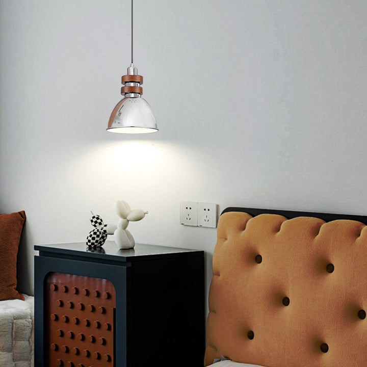 Moderna lámpara colgante minimalista de cúpula 1-luz de metal de hierro para techo de dormitorio 