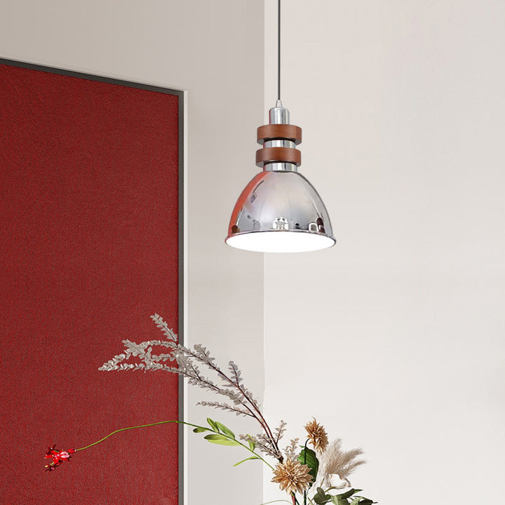 Moderna lámpara colgante minimalista de cúpula 1-luz de metal de hierro para techo de dormitorio 