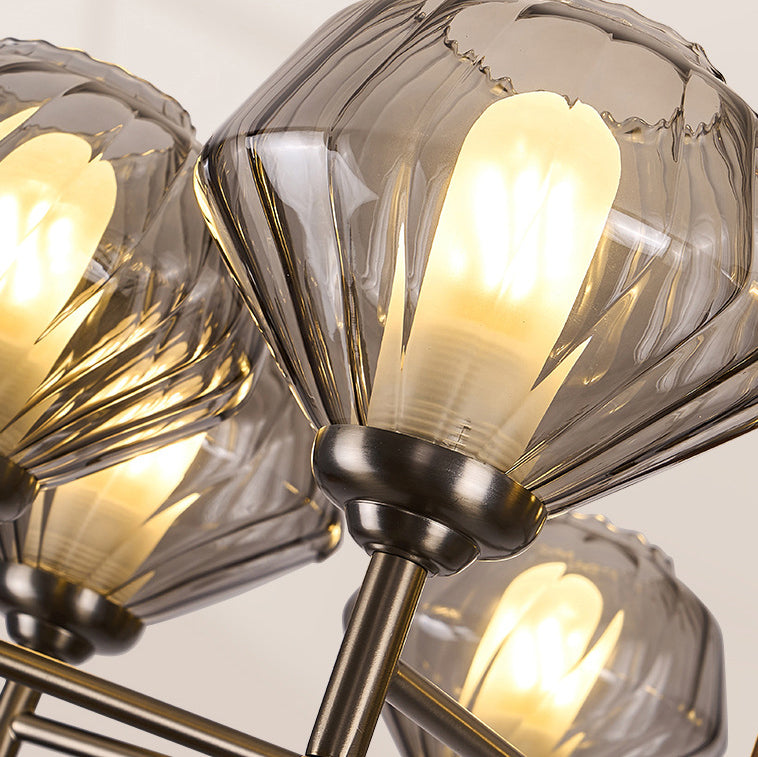 Lámpara de Araña Francesa Tradicional – Diseño de Diamante de 6/8 Luces en Metal, Madera Maciza y Vidrio para Sala de Estar 