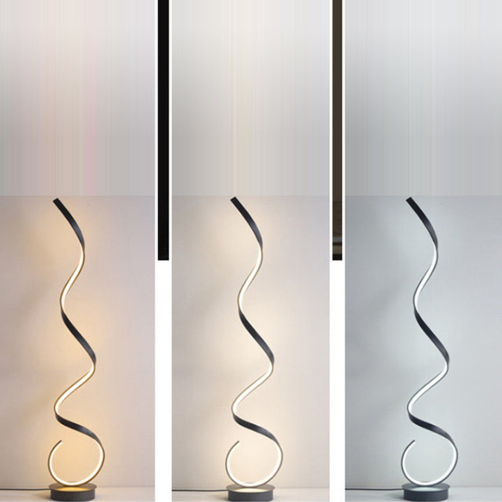 Contemporary Nordic LED Floor Lamp – Curved Iron Frame with PVC Shade for Living Room