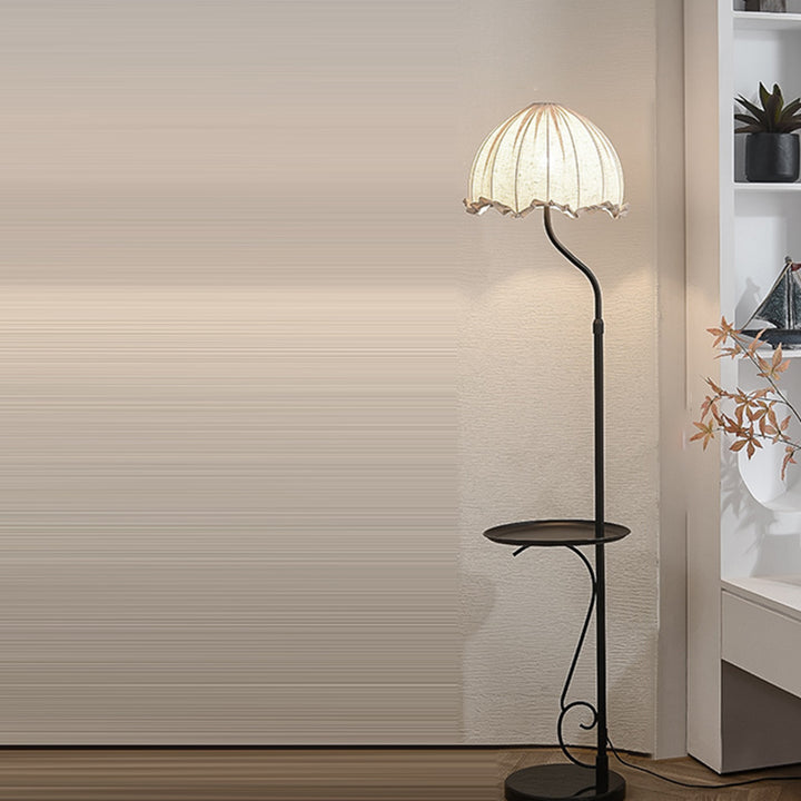 Lámpara de pie de tejido metálico tradicional francés con cúpula y 1 luz para sala de estar 