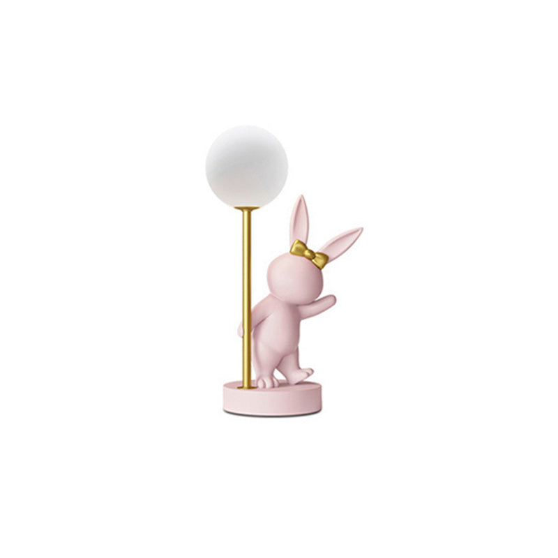 Zeitgenössische Kinder-Tischlampe – Cartoon-Kaninchen Keramik &amp; Metall LED-Licht für das Schlafzimmer 