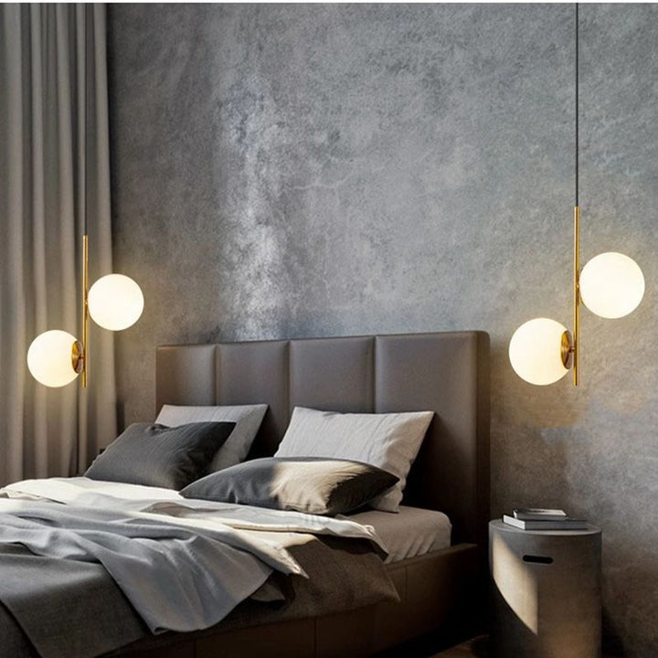 Suspension sphérique nordique contemporaine – 2/3/4 lumières en fer et verre pour chambre 