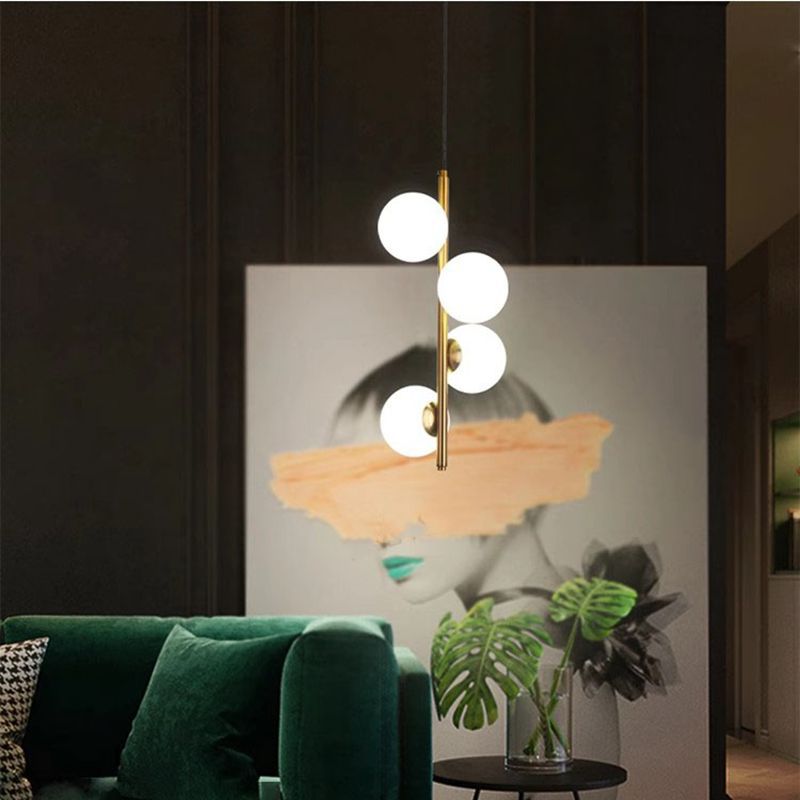 Suspension sphérique nordique contemporaine – 2/3/4 lumières en fer et verre pour chambre 